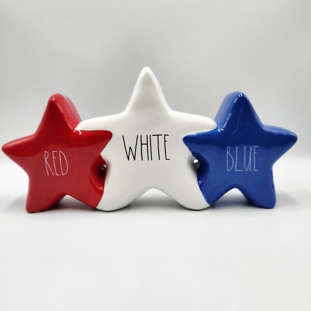 Rae Dunn Artisan Collection by Magenta RED WHITE BLUE Connected Stars Decor Sign